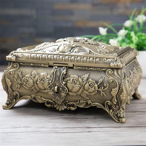 antique jewelry box metal with swirl paint|vintage jewelry box ideas.